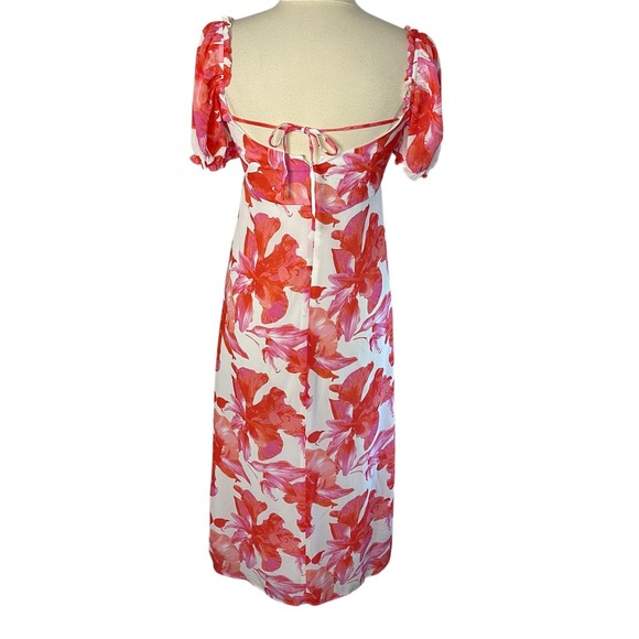 NWT‎ WAYF Felicity Floral Pink Midi Dress in Coral Pink Hibiscus, Small - Picture 6 of 9